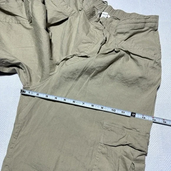 Athleta Paradise Straight Leg Cargo Pants Womens Small Khaki Linen Blend Stretch - Picture 13 of 15